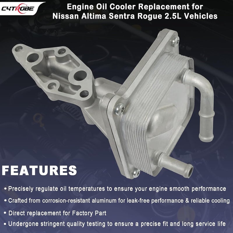CYTROBE Engine Oil Cooler Kit With Gaskets Compatible with 2007-2013 Nissan Altima, 2007-2012 Nissan Sentra, 2008-2013 Nissan Rogue 2.5L L4 Replaces# 21300-JA06A 918-402 21304-JA00A - Image 2